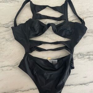 New black one piece swimsuit, size small